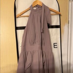 Azazie One-Shoulder Mauve Halter Dress